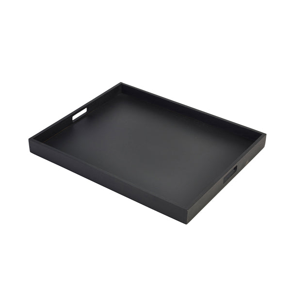 Solid Black Butlers Tray 53.5 x 42.5 x 4.5cm Set of 2