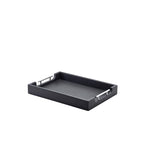 GenWare Solid Black Butlers Tray with Metal Handles 45 x 33cm Set of 2