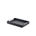 GenWare Solid Black Butlers Tray with Metal Handles 45 x 33cm Set of 2