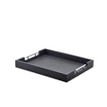 GenWare Solid Black Butlers Tray with Metal Handles 50 x 39.5cm Set of 2