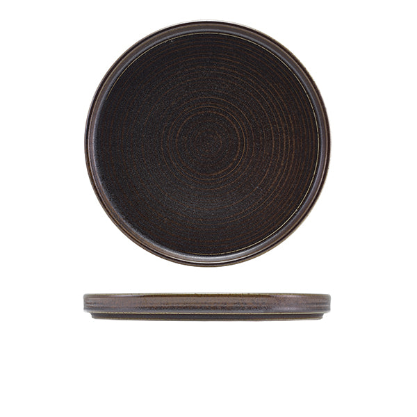 Terra Porcelain Black Low Presentation Plate 25cm Pack of 6