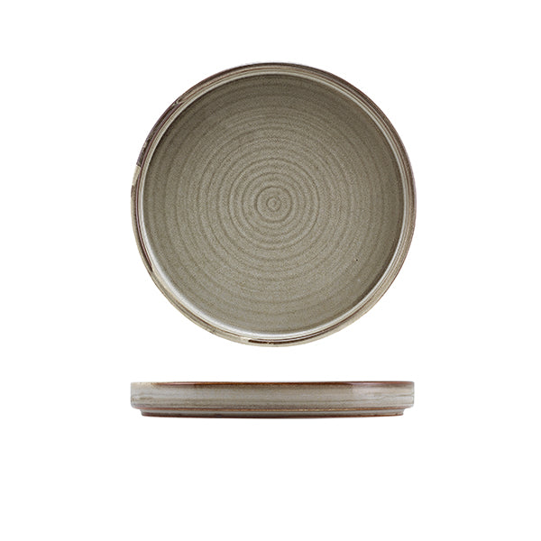 Terra Porcelain Grey Low Presentation Plate 18cm Pack of 6
