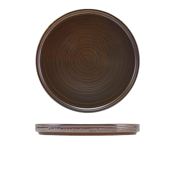 Terra Porcelain Rustic Copper Low Presentation Plate 25cm Pack of 6
