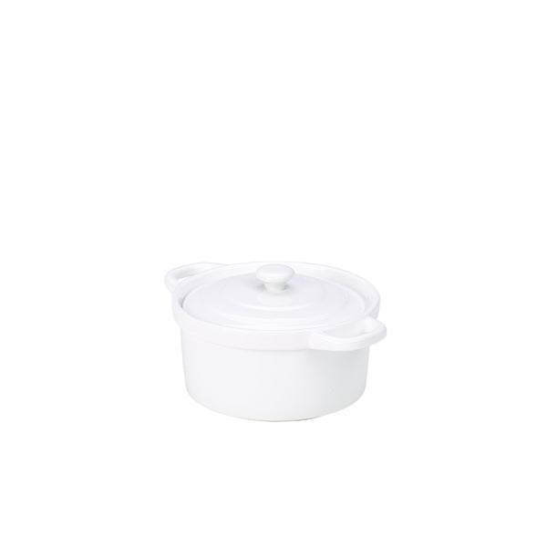 Genware Porcelain Covered Mini Casserole Dish 14cm/5.5"
