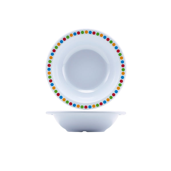 Genware Melamine 6" Bowl- Coloured Circles