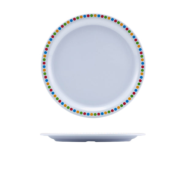 Genware Melamine 9" Plate - Coloured Circles