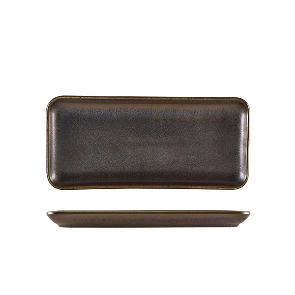 Terra Porcelain Black Narrow Rectangular Platter 27 x 12.5cm Pack of 6