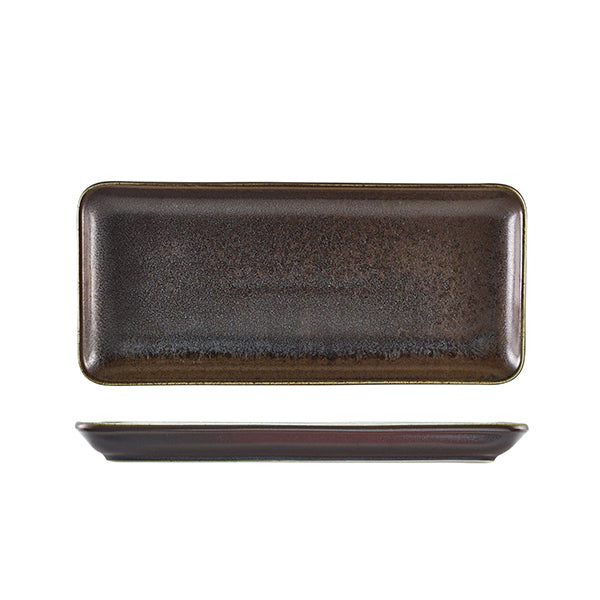 Terra Porcelain Black Narrow Rectangular Platter 31 x 14cm Pack of 6