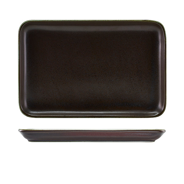 Terra Porcelain Black Rectangular Platter 30 x 20cm Pack of 3