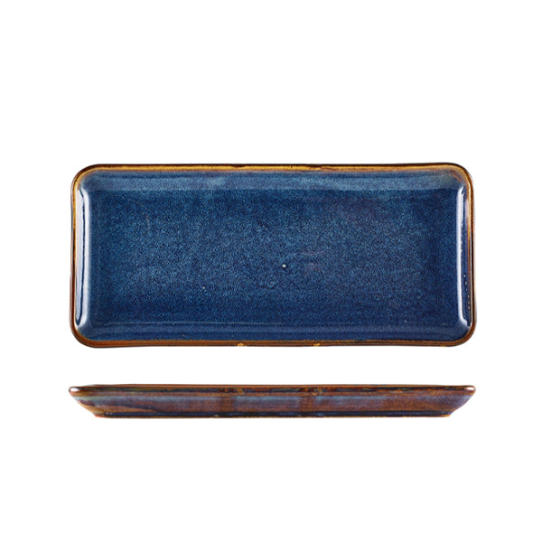 Terra Porcelain Aqua Blue Narrow Rectangular Platter 31 x 14cm Pack of 6