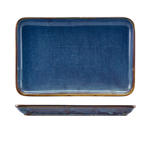 Terra Porcelain Aqua Blue Rectangular Platter 30 x 20cm Pack of 3
