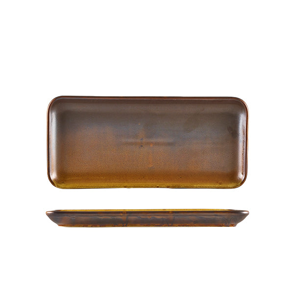 Terra Porcelain Rustic Copper Narrow Rectangular Platter 27 x 12.5cm Pack of 6