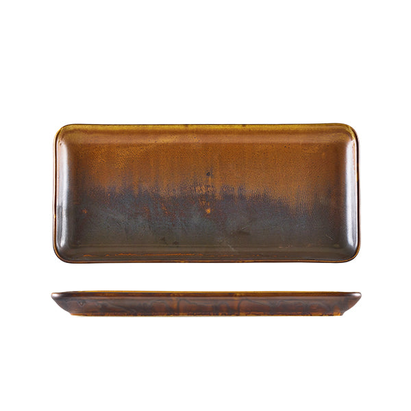 Terra Porcelain Rustic Copper Narrow Rectangular Platter 31 x 14cm Pack of 6