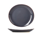 Terra Stoneware Rustic Blue Oval Plate 25x22cm Pack of 6