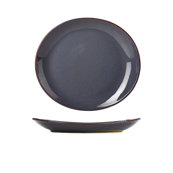 Terra Stoneware Rustic Blue Oval Plate 25x22cm Pack of 6