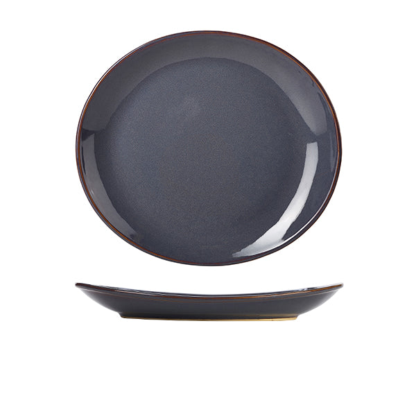 Terra Stoneware Rustic Blue Oval Plate 29.5 x 26cm Pack of 6