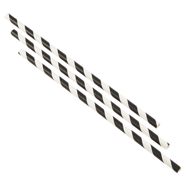 Utopia Paper Black Stripe Straw 8" (20cm)(24 Boxes of 250)