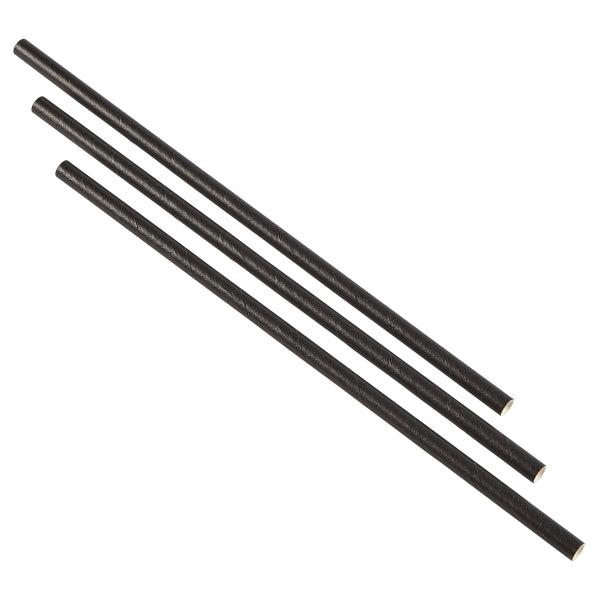 Paper Solid Black Straw 8" (20cm) Pack of 250