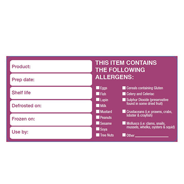 50x100mm Removable Product/Allergen Label (500)