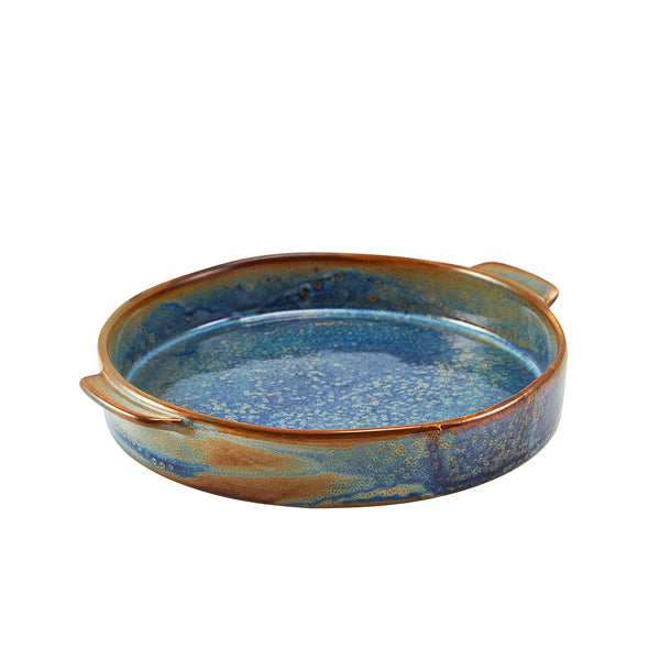 Terra Porcelain Aqua Blue Round Eared Dish 20.3cm Pack of 6
