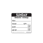 50mm Sunday Removable Day Label (500)