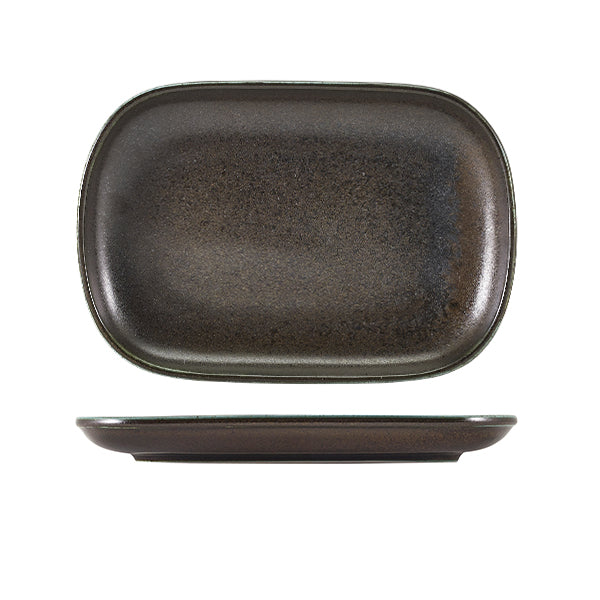 Terra Porcelain Black Rectangular Plate 24 x 16.5cm Pack of 12