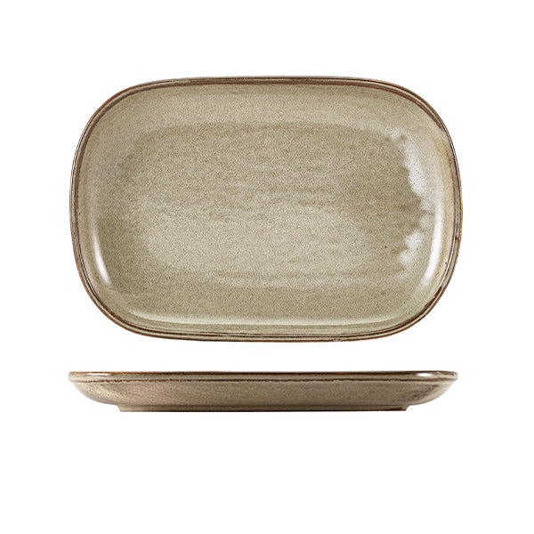 Terra Porcelain Grey Rectangular Plate 24 x 16.5cm Pack of 12