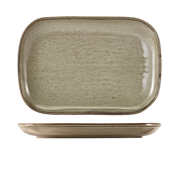 Terra Porcelain Grey Rectangular Plate 29 x 19.5cm Pack of 6