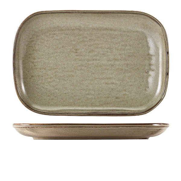 Terra Porcelain Grey Rectangular Plate 34.5 x 23.5cm Pack of 6