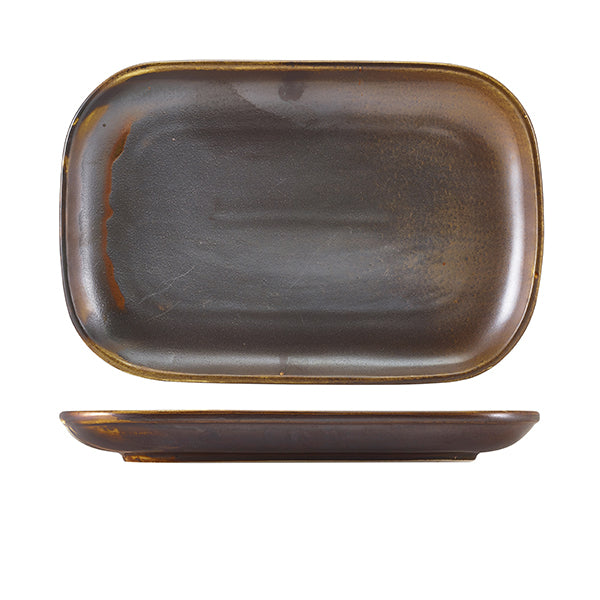 Terra Porcelain Rustic Copper Rectangular Plate 29 x 19.5cm Pack of 6