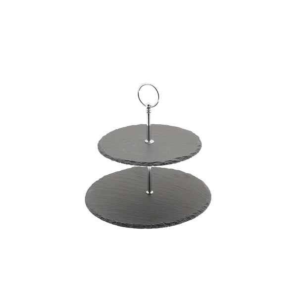 Genware Slate 2-Tier Cake Stand 20/25cm