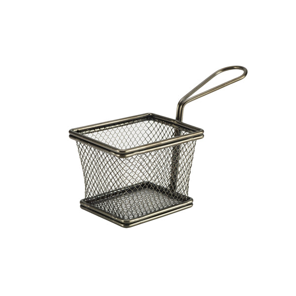 Black Serving Fry Basket Rectangular 10 x 8 x 7.5cm Pack of 6