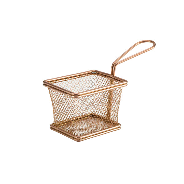Copper Serving Fry Basket Rectangular 10 x 8 x 7.5cm Pack of 6