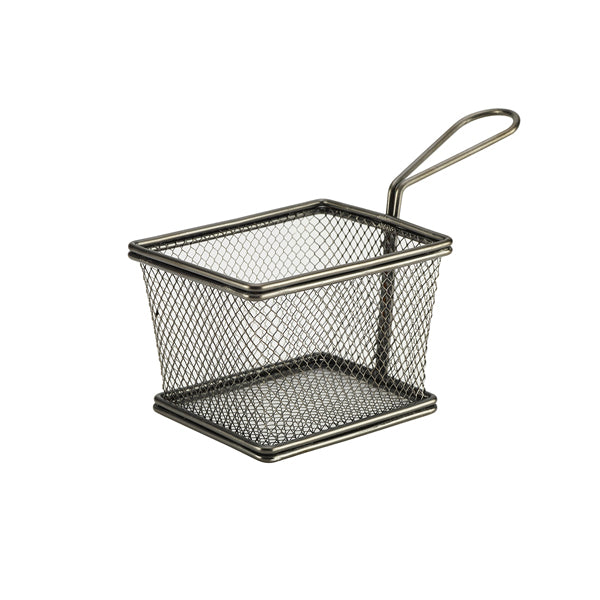 Black Serving Fry Basket Rectangular 12.5 x 10 x 8.5cm Pack of 6
