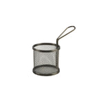 Black Serving Fry Basket  Round 9.3 x 9cm Pack of 6