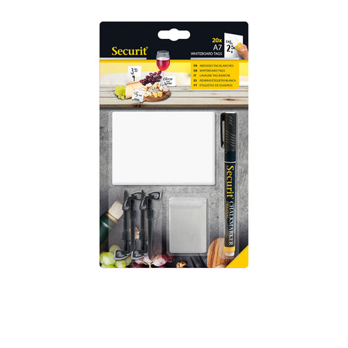 20 White Chalk Board Tags A7 + 1 Black Chalkmarker