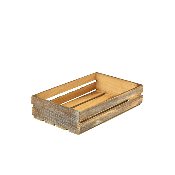 Genware Dark Rustic Wooden Crate 35 x 23 x 8cm