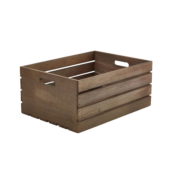 Genware Dark Rustic Wooden Crate 41 x 30 x 18cm