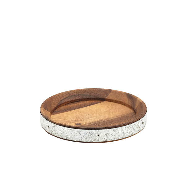 Acacia Wood Zinc Banded Serving Board 17cm