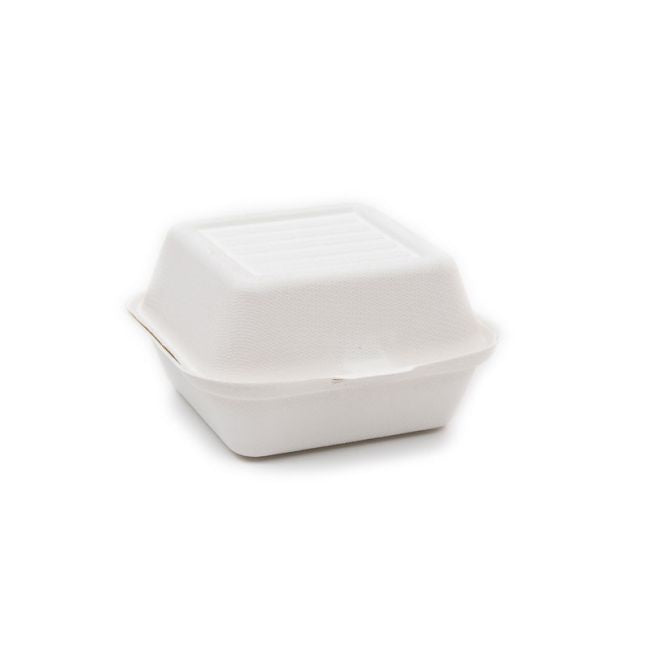 Bagasse Burger Box (152x152x78mm/6") White (HP6)  1x500