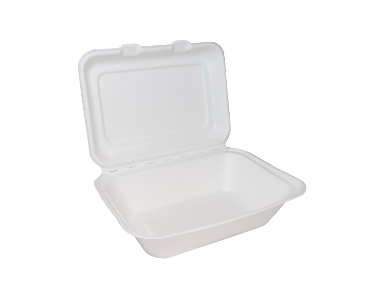 BHB9 Bagasse Eco - Friendly White Clamshell Boxes 7X5" Box of 250