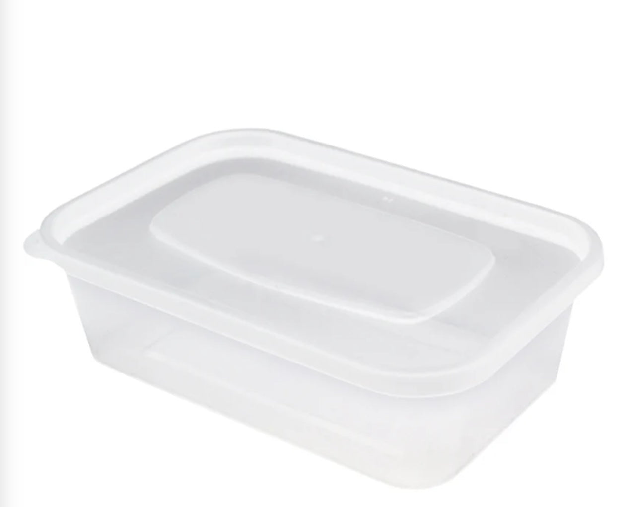 Microwave Container Rectangle Heavy Duty PP (650ml/23oz) Clear Box of 250