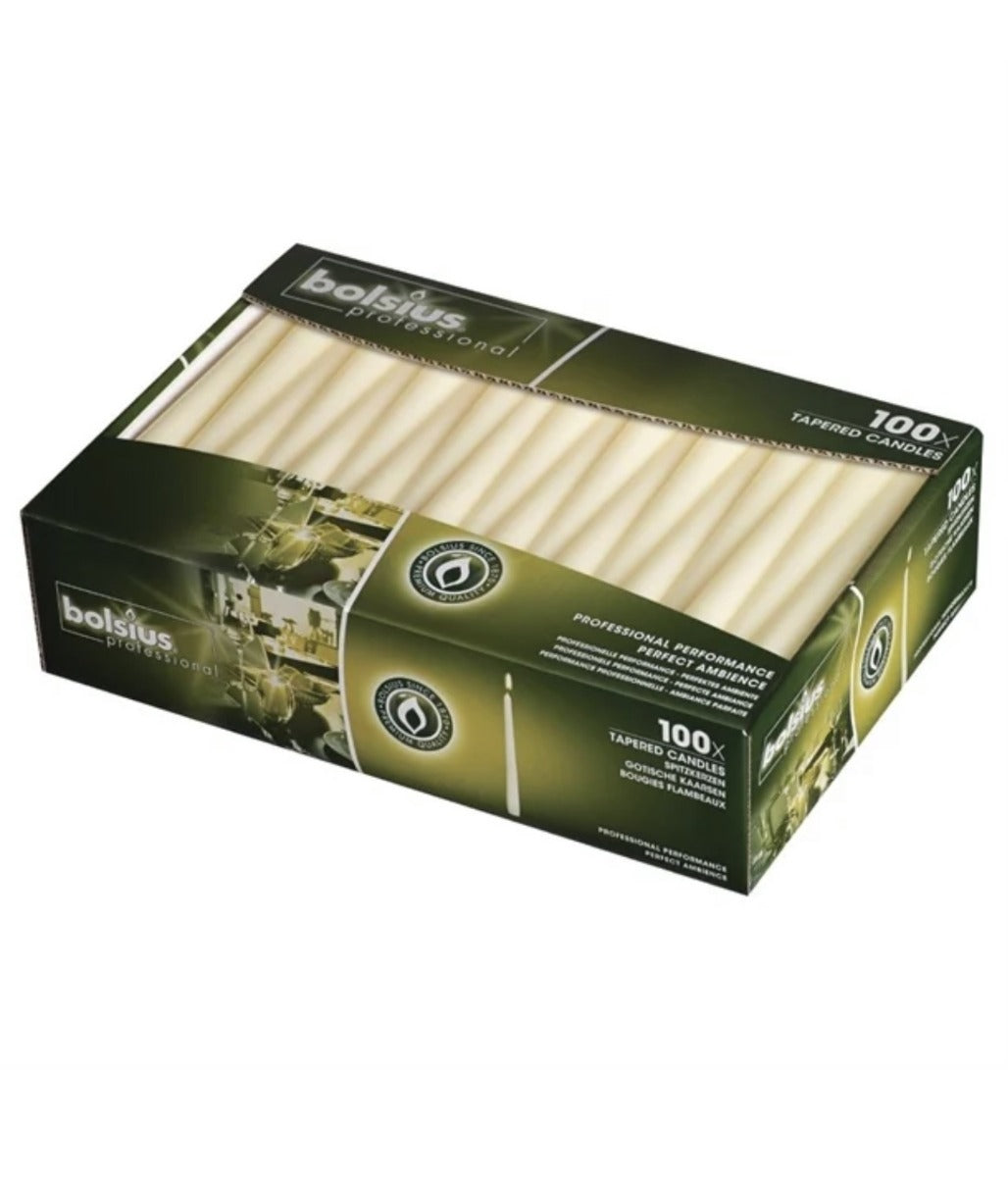 Bolsius Tapered 10" 7 Hour Ivory Candles (Pack of 100)
