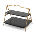 Artesà 2 Tier Gold and Black Metal Serving Stand, 39.3 x 26cm