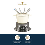 MasterClass Cast Iron Enamelled Cream Fondue Set 8x7" / 21x18cm