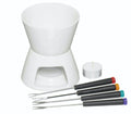 Ceramic White KitchenCraft Chocolate Fondue Set 4.7x5.5" / 12x14cm