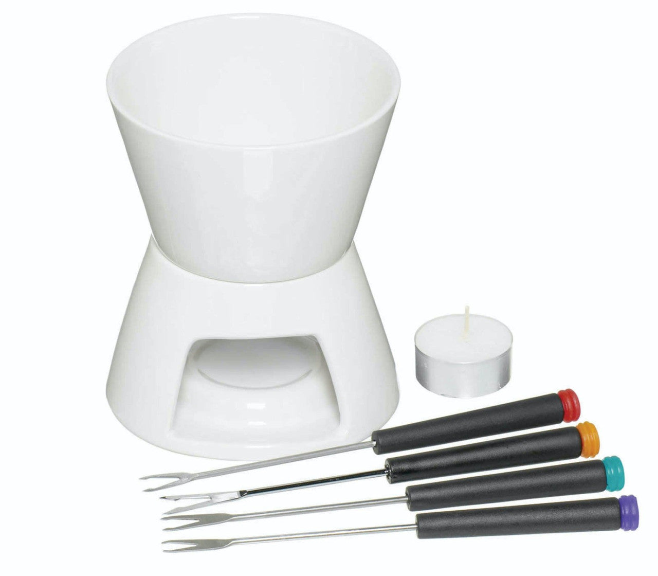 Ceramic White KitchenCraft Chocolate Fondue Set 4.7x5.5" / 12x14cm